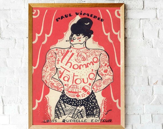 Paul Vimereu Lhomme Tatoue Vintage French Tattooed Man Art Poster