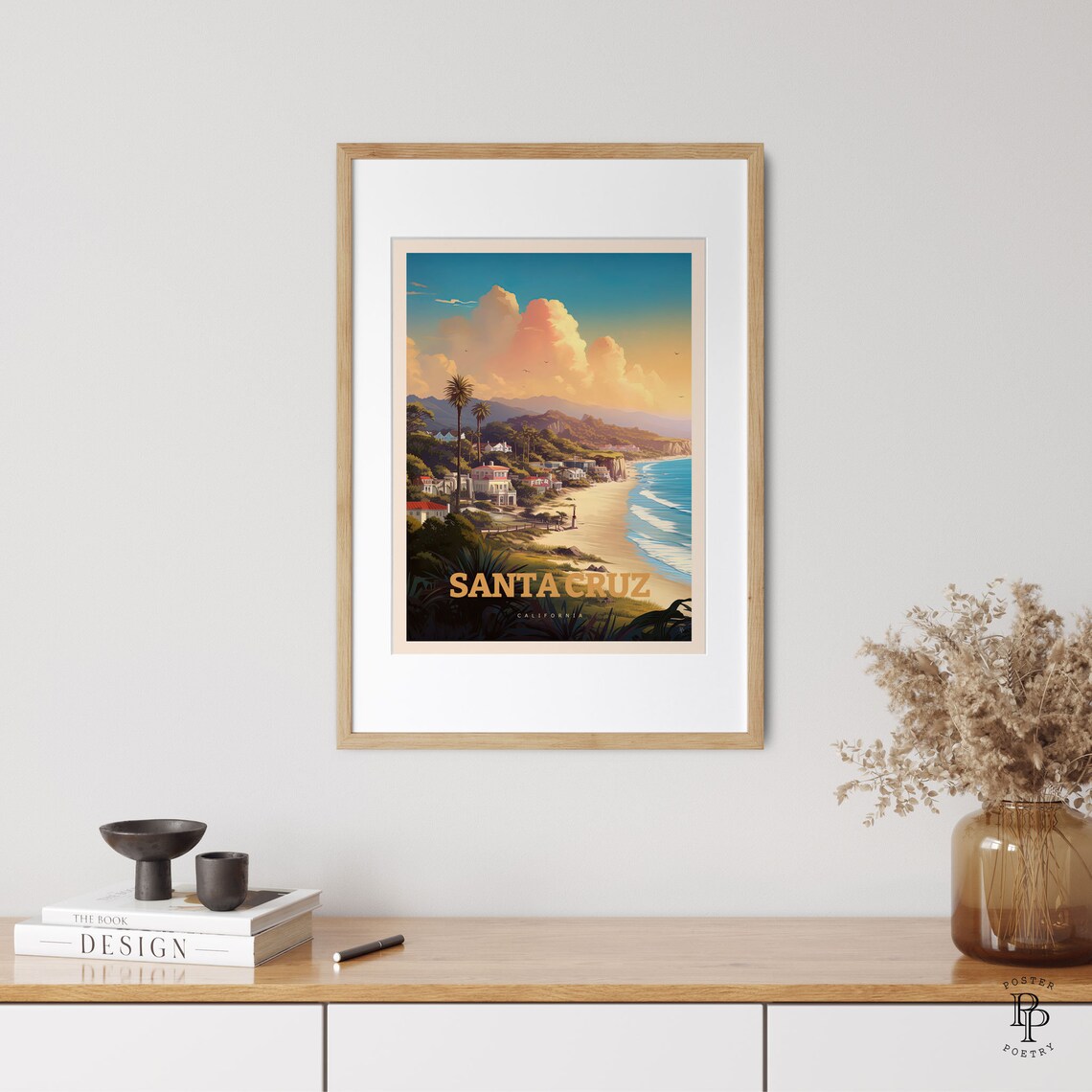 Santa Cruz Beach Travel Poster, Surf Decor Print - Image 2