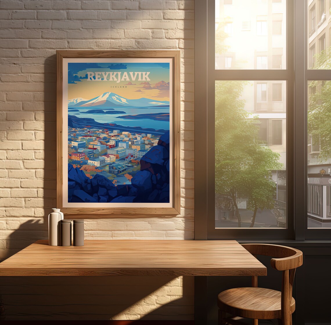 Reykjavik Iceland City Harbor Mountain View Panoramic Travel Poster - Image 4