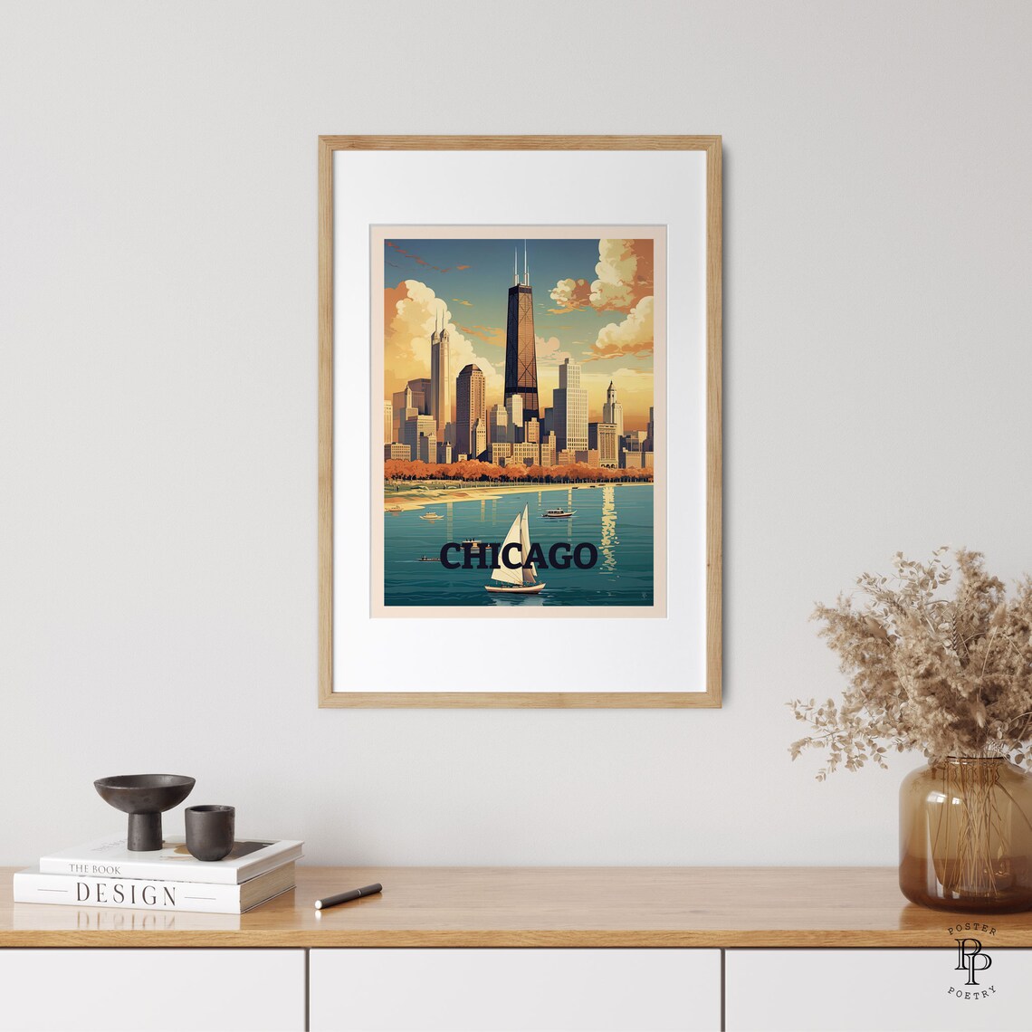 Chicago Travel Poster, Trendy Office Home Decor - Image 3