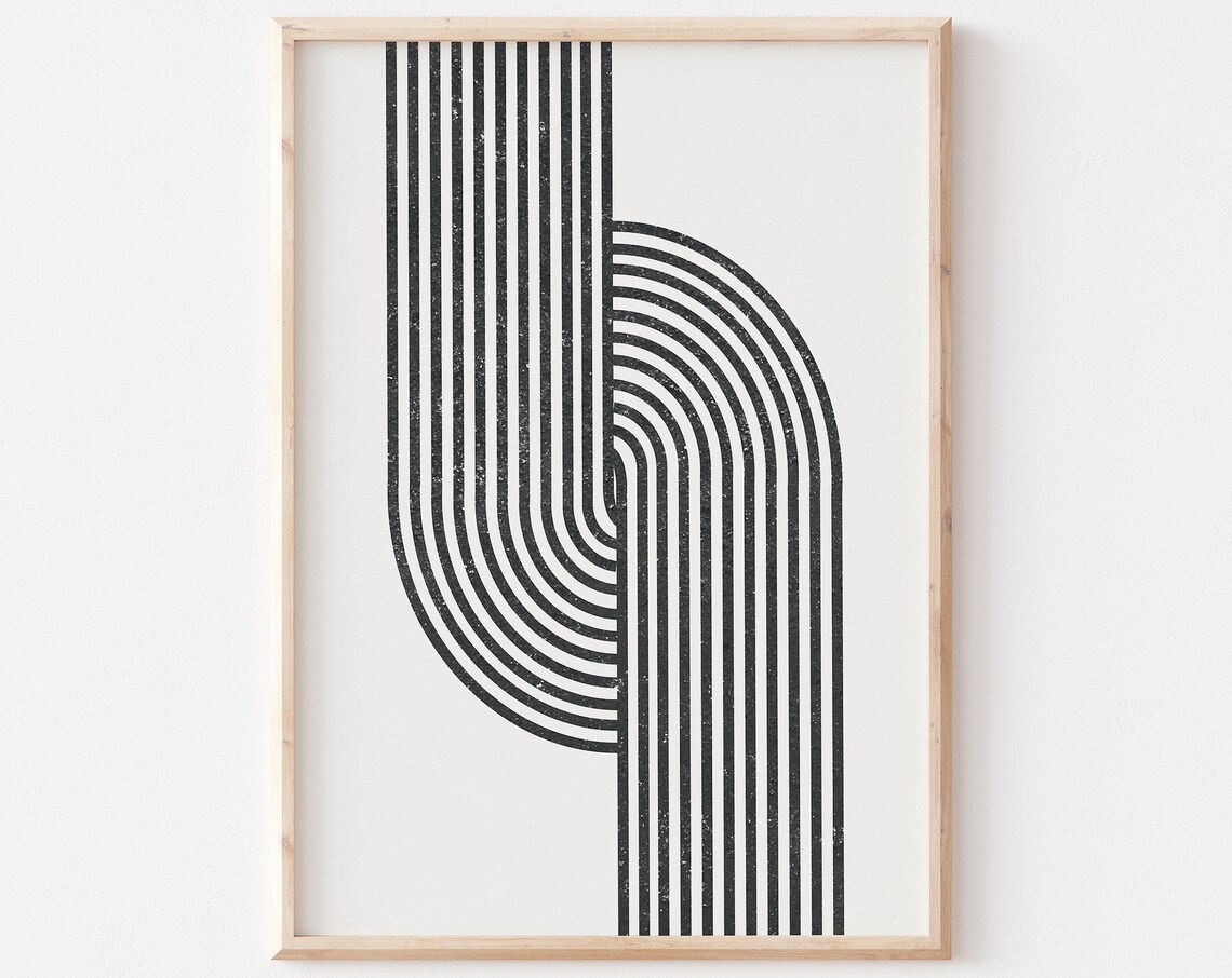 Black Line Arch Abstract Geometric Minimalist Mid Century Poster