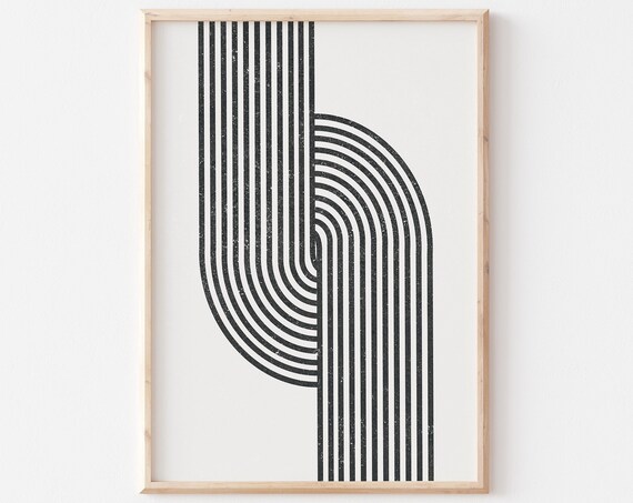 Black Line Arch Abstract Geometric Minimalist Mid Century Poster