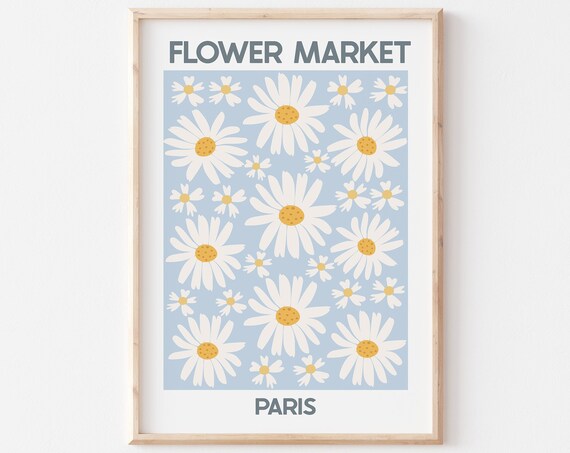 Flower Market Print Paris, Scandinavian Minimalist Poster