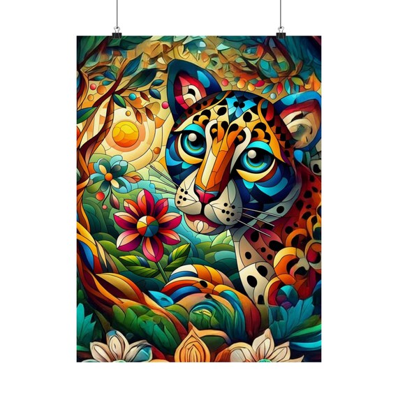 Leopard Poster, Bohemian Wildlife Decor