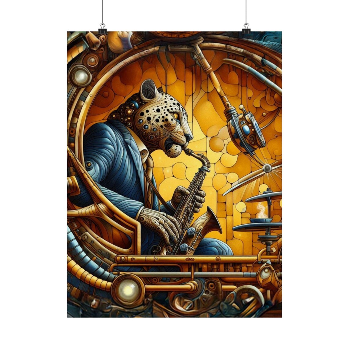 Jazz Leopard, Music Lover Gift Modern Art Print