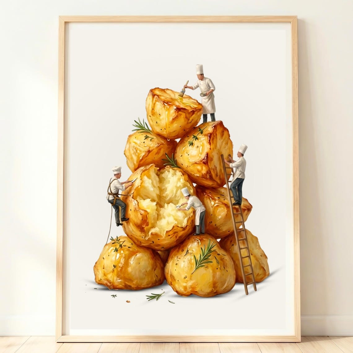 Giant Roast Potatoes with Rosemary Miniature Chefs Kitchen Art Poster