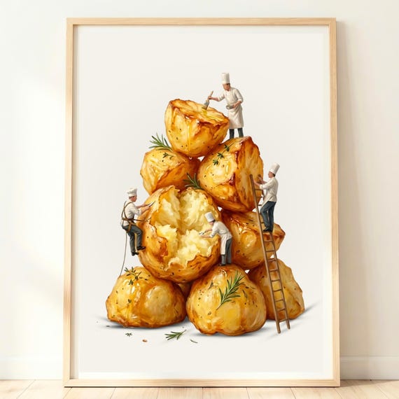 Roast Potatoes Wall Art British Kitchen Decor Comfort Food Print Home Cooking Artwork