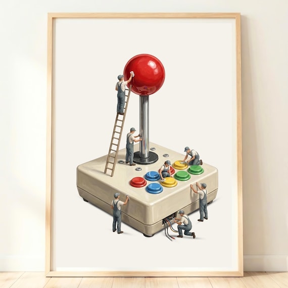 Gamer Wall Art Retro Gaming Decor Video Games Poster Vintage Arcade Joystick Print Room Artwork