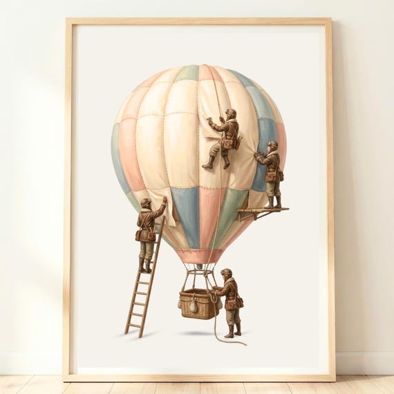 Hot Air Balloon Nursery Wall Art Adventure Baby Room Print Dreamy Decor Theme Artwork