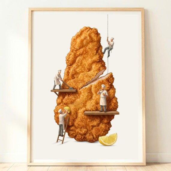 Schnitzel Wall Art Austrian Food Print Pub Kitchen Decor Austria Poster