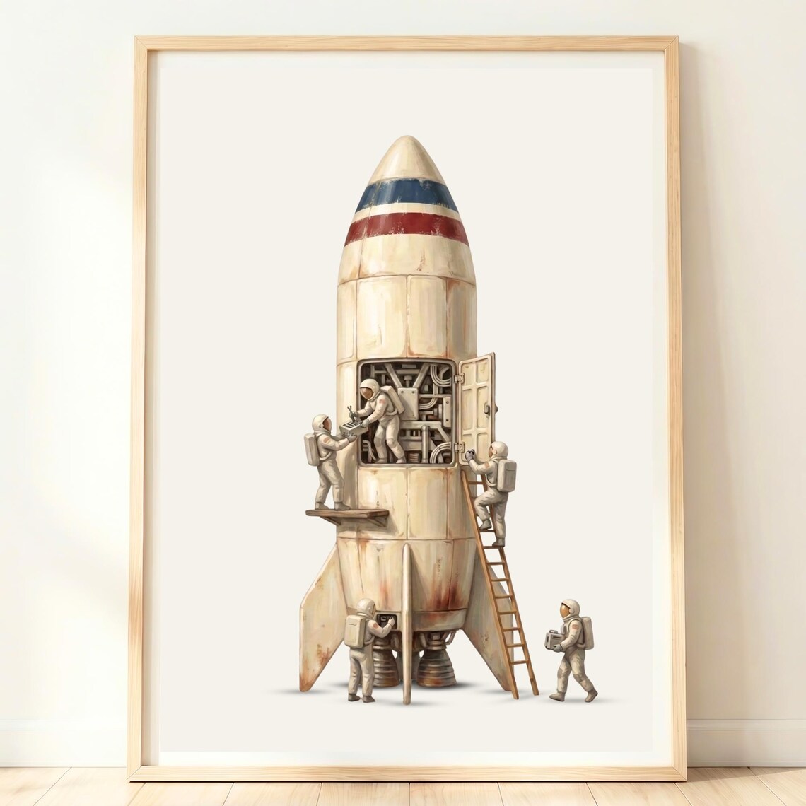 Rocket Art Print, Space Bedroom Decor