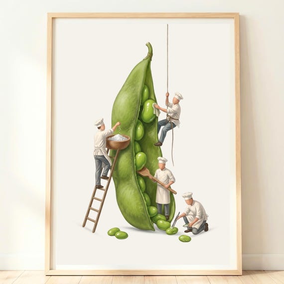 Edamame Wall Art Japan Kitchen Funny Japanese Sushi Bar Decor Food Print Ramen Restaurant Gift