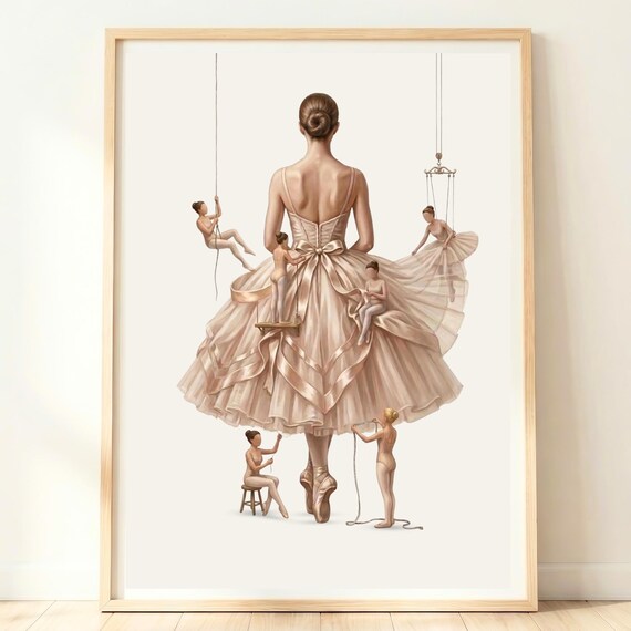 Tiny Dancers Sewing A Giant Ballerinas Tutu Whimsical Ballet Poster