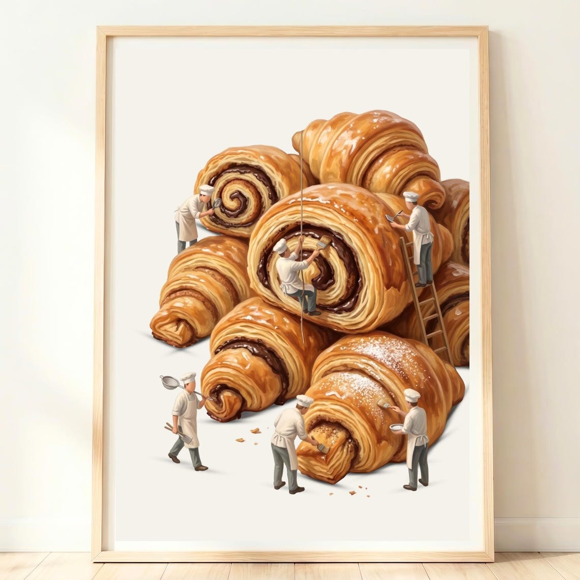 Giant Chocolate Rugelach Tiny Bakers Whimsical Bakery Poster