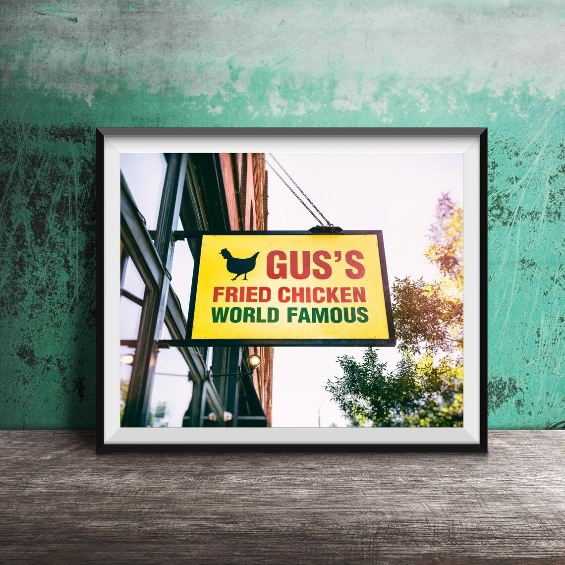 Gus's World Famous Fried Chicken Bright Yellow Sign Photo Poster