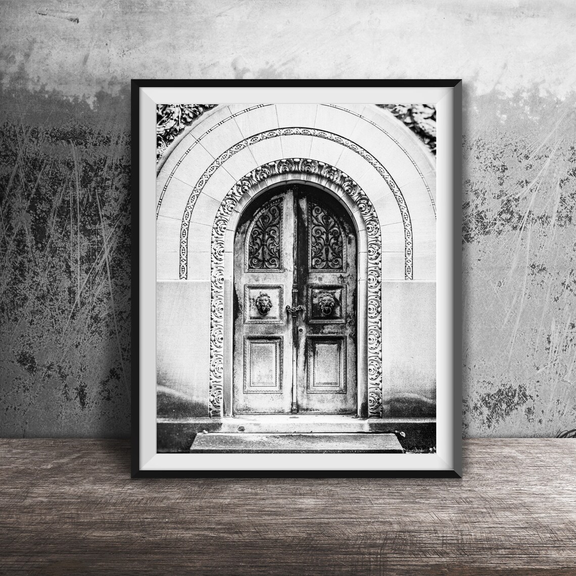 Ornate Mausoleum Bronze Doors with Lion Knockers Photo Poster - Image 2