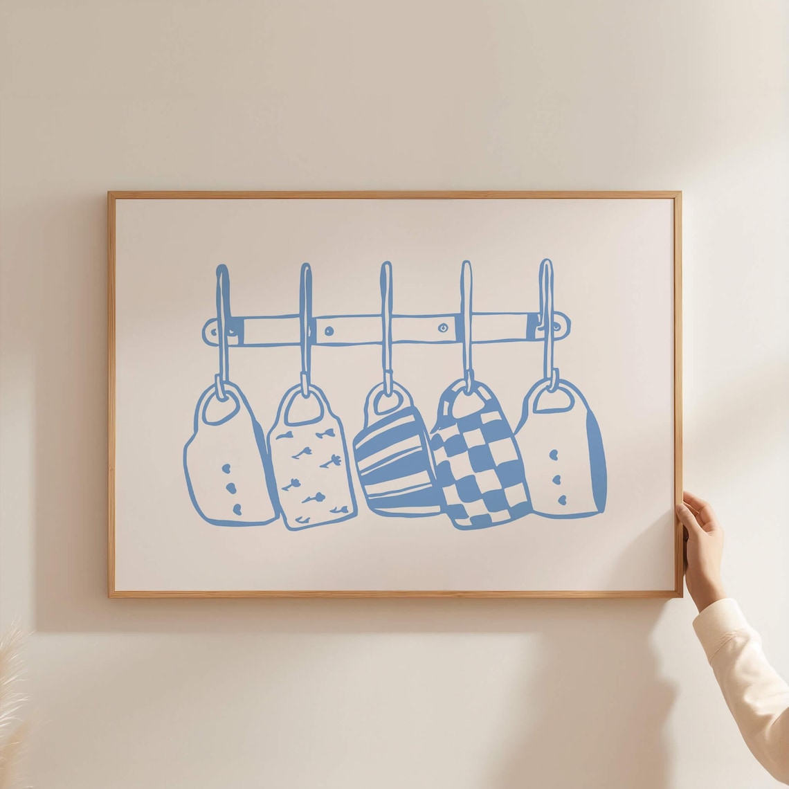 Blue Tea Cup Print, Midcentury Vintage Kitchen Poster