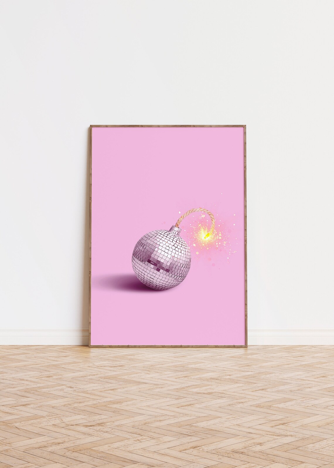 Bomb Disco Ball Poster, Maximalist Bar Decor
