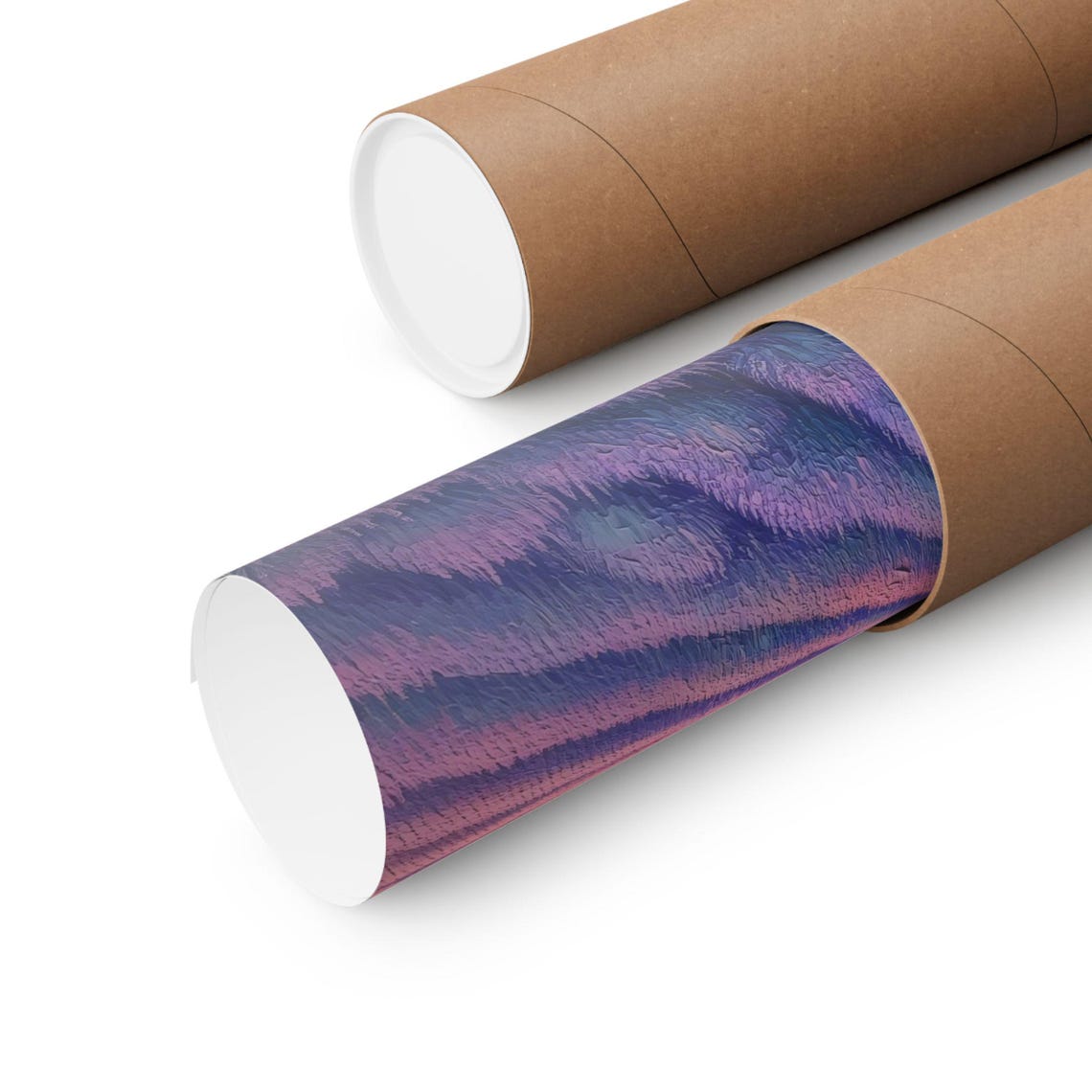 Winding Path Through Rolling Lavender Fields at a Pink Sunset Poster - Image 2