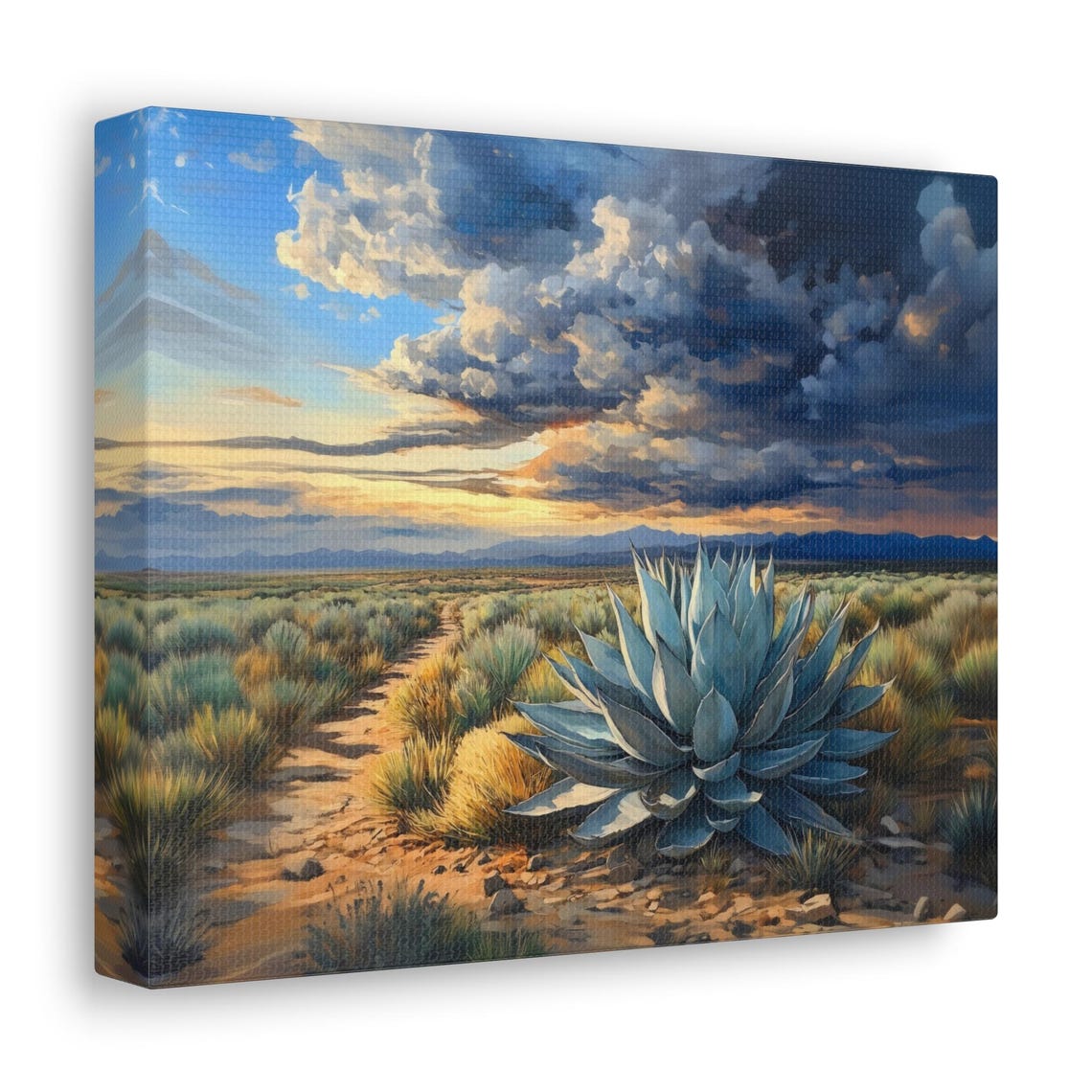 Desert Agave Trail Painting With Dramatic Cloud Sunset Art Print - Image 2