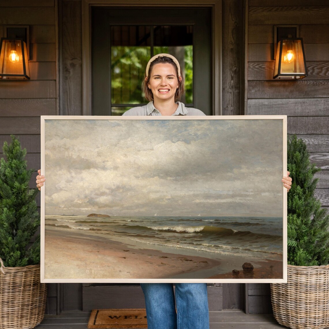 Beach Landscape Painting, Coastal Ocean Art Print
