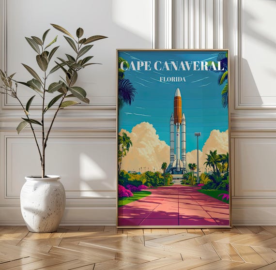 Cape Canaveral Florida Vintage Travel Poster Art Print