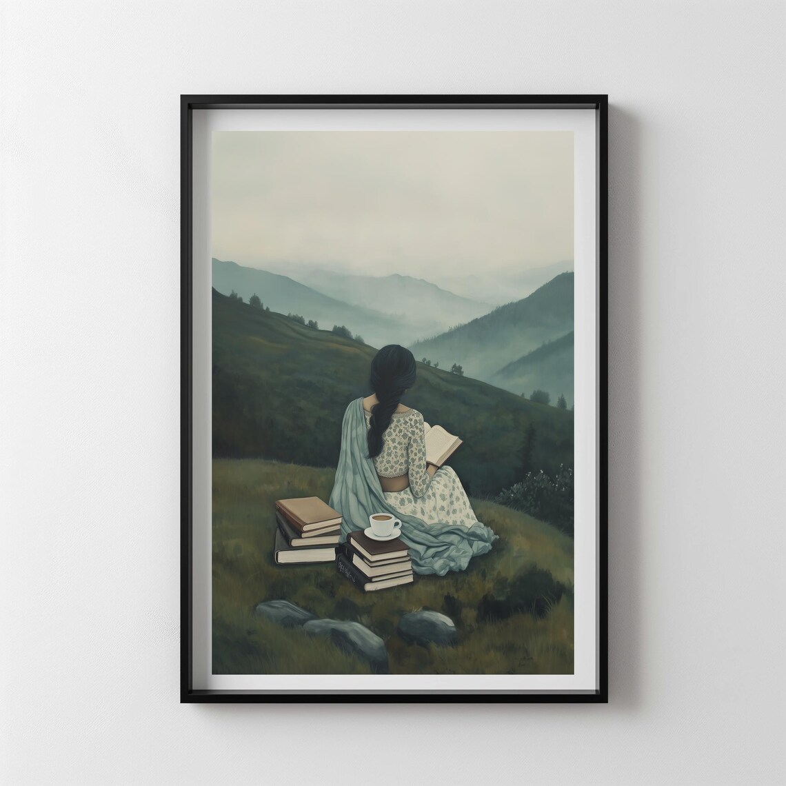 Chai On The Hill Indian Art Poster, Desi Girl