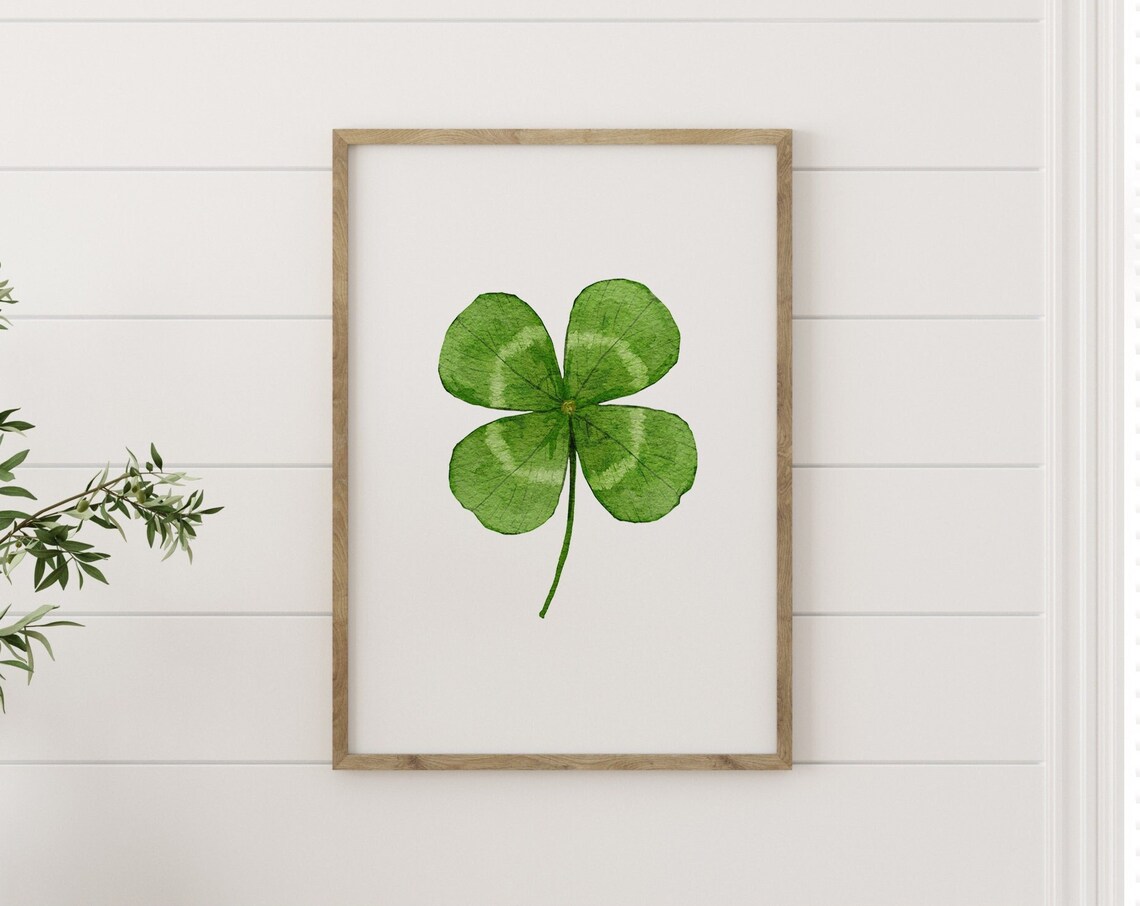 Watercolor Shamrock Green Clover St Patricks Day Irish Art Print
