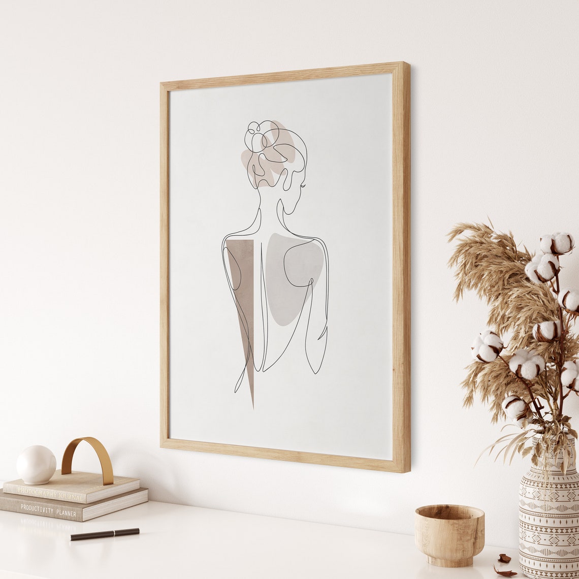 Woman Back One Line Drawing Neutral Female Body Abstract Poster - Image 3