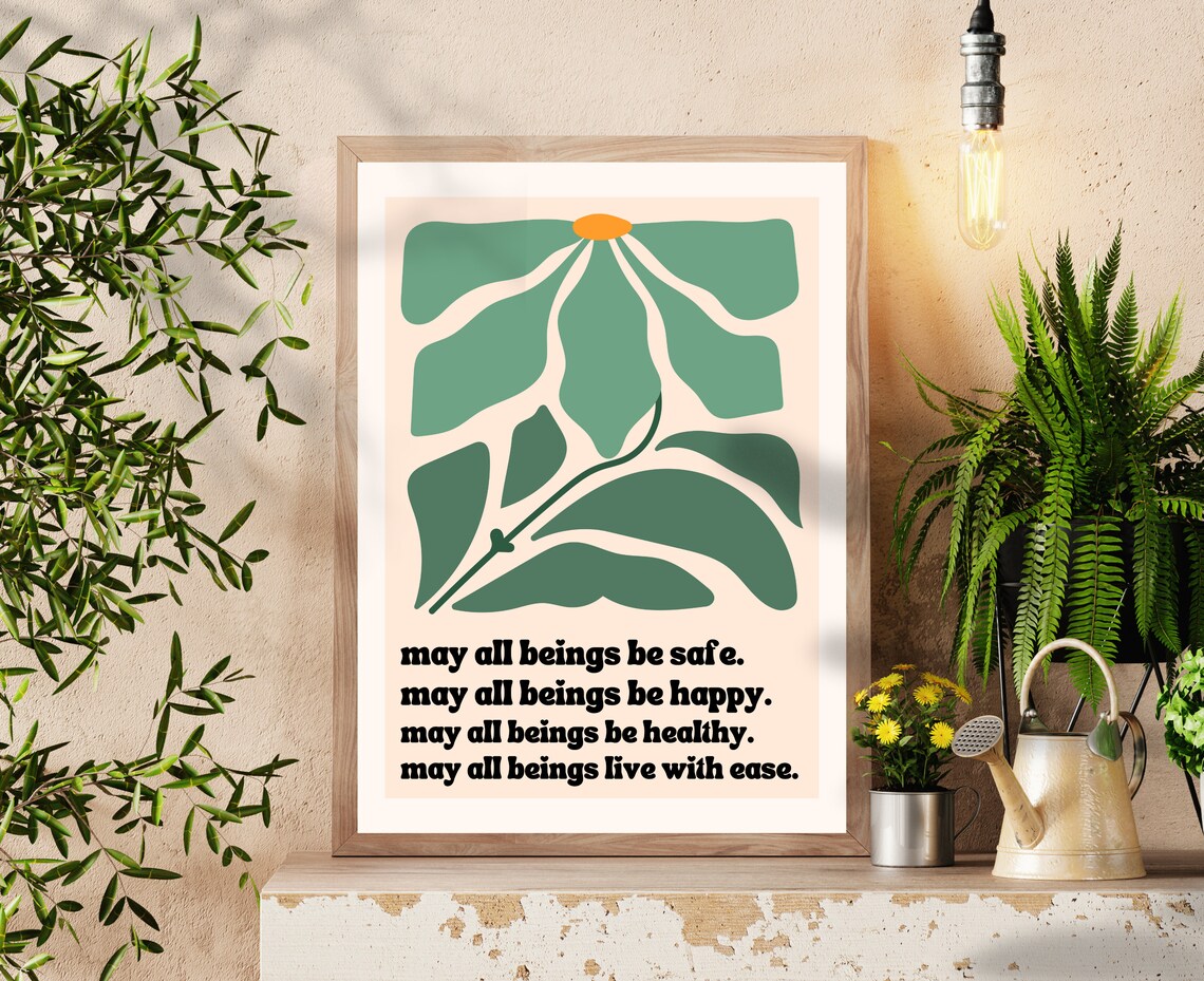 May All Beings Be Safe Metta Prayer Art Print