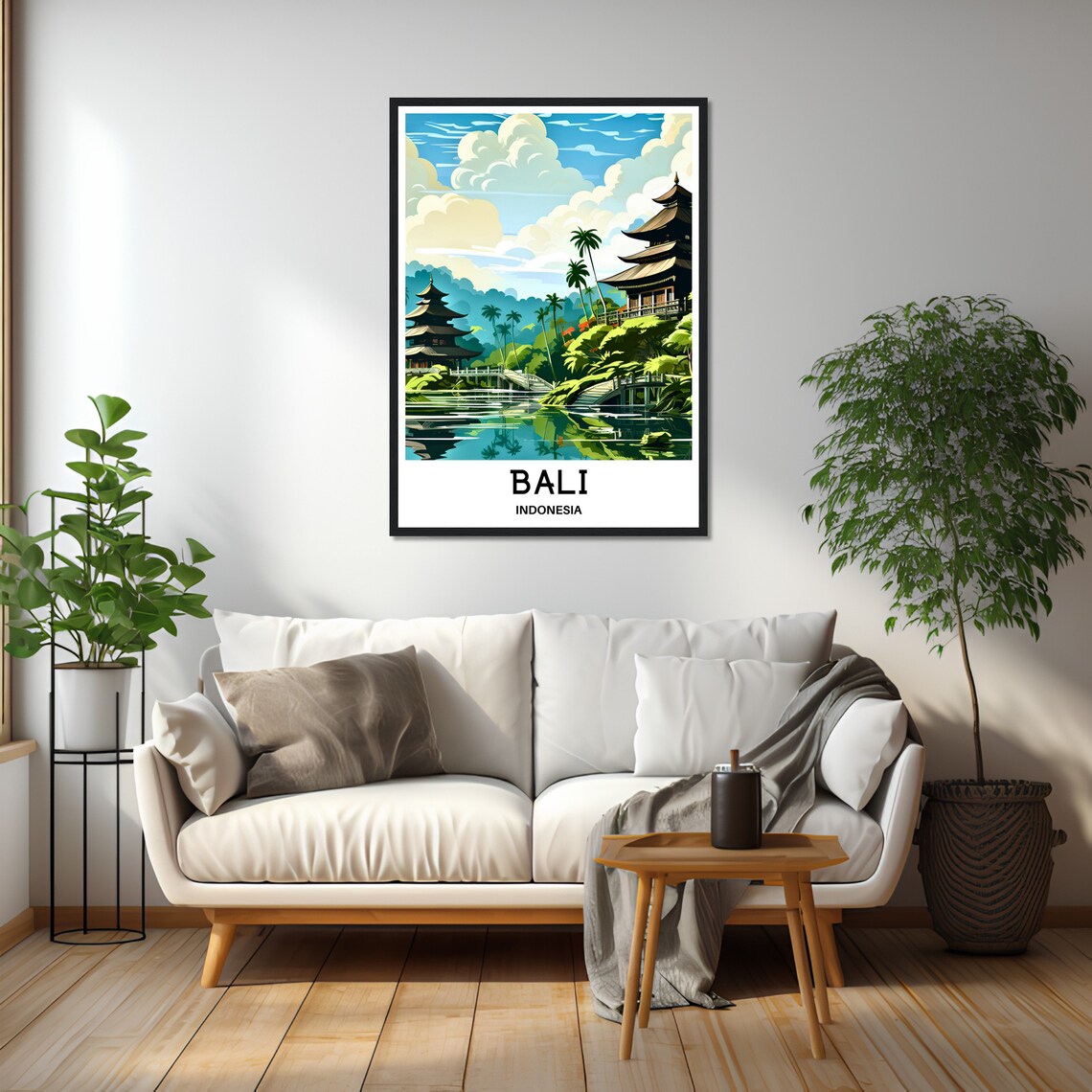 Bali Temples By The Lake Water Indonesia Tropical Travel Poster - Image 2