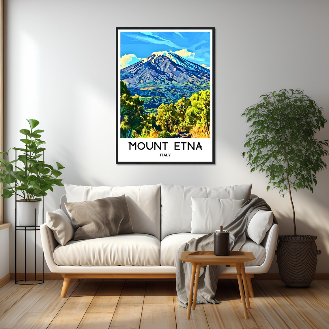 Mount Etna Italy Colorful Volcano Illustration Travel Poster - Image 2