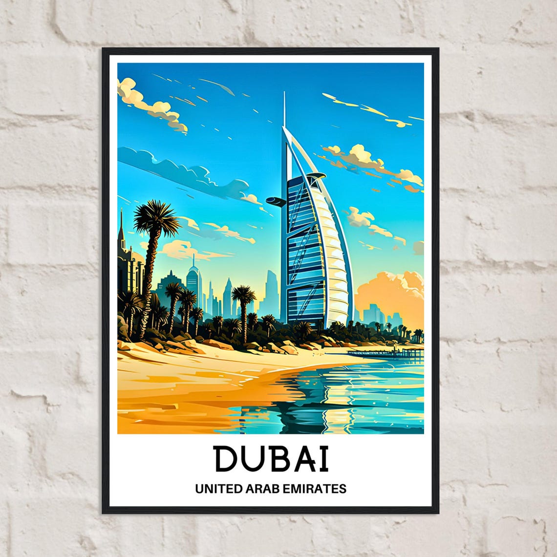 Dubai UAE Burj Al Arab Hotel Beach Palm Coastline Travel Poster - Image 2