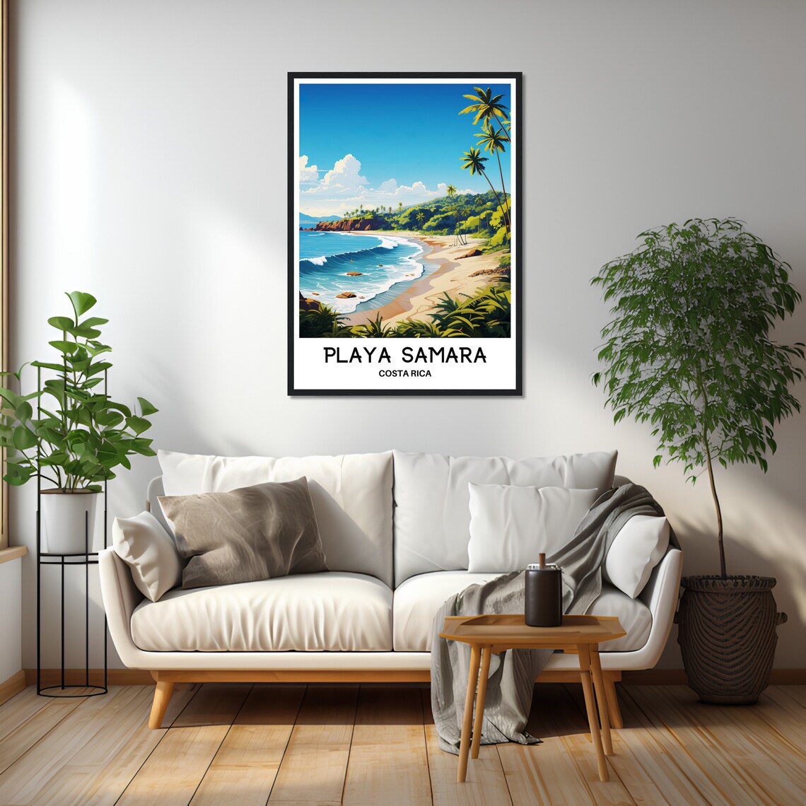 Playa Samara Costa Rica Surf Beach Palm Trees Ocean Waves Travel Poster - Image 2