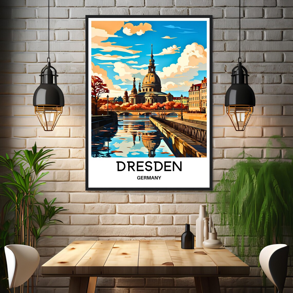 Dresden Germany Frauenkirche Elbe River Vintage Travel Poster - Image 3