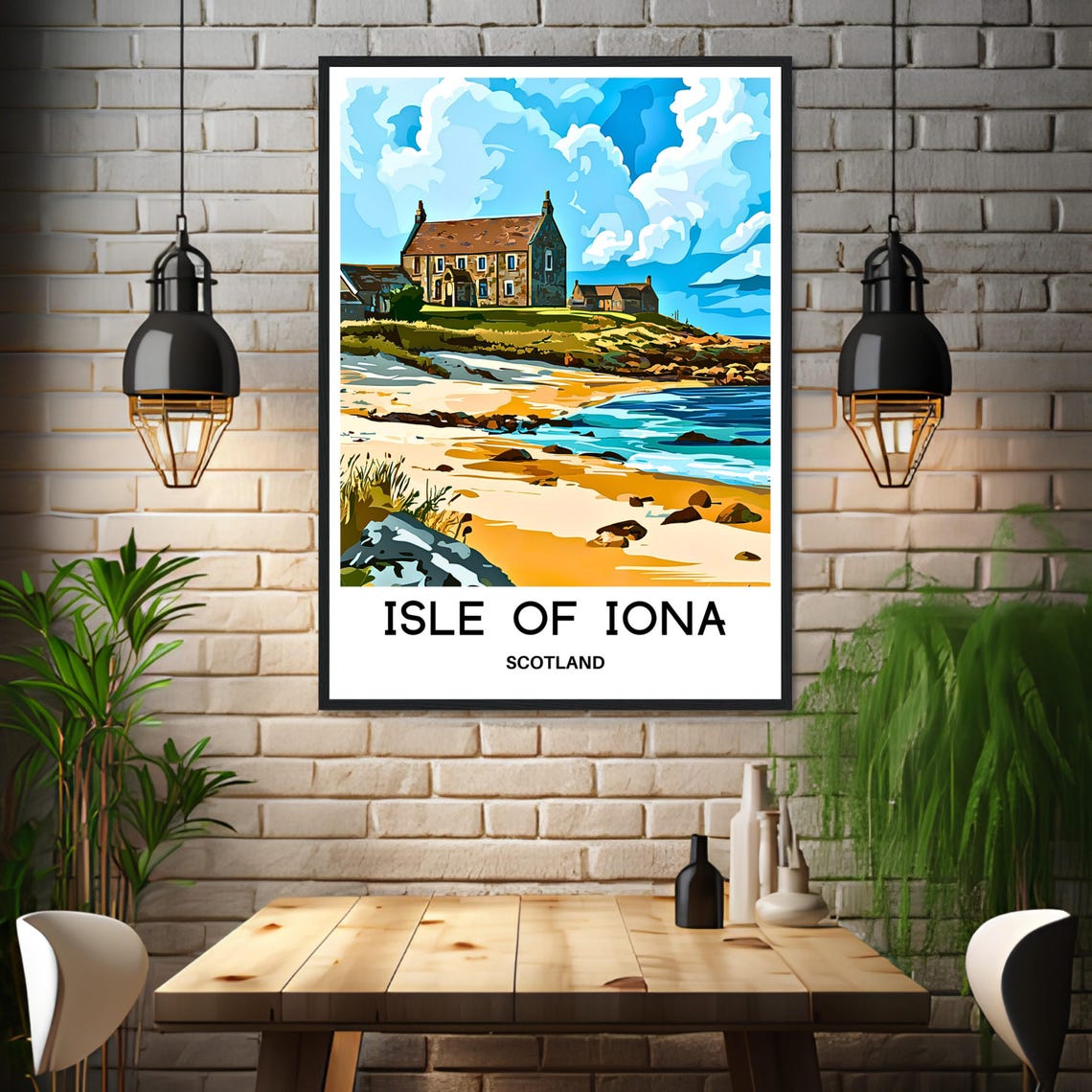 Isle Of Iona Travel Print Isle Of Iona Poster Scottish Art Print Scotland Lover Gift Wall Hanging Isle Of Iona Illustration Home Decor - Image 3