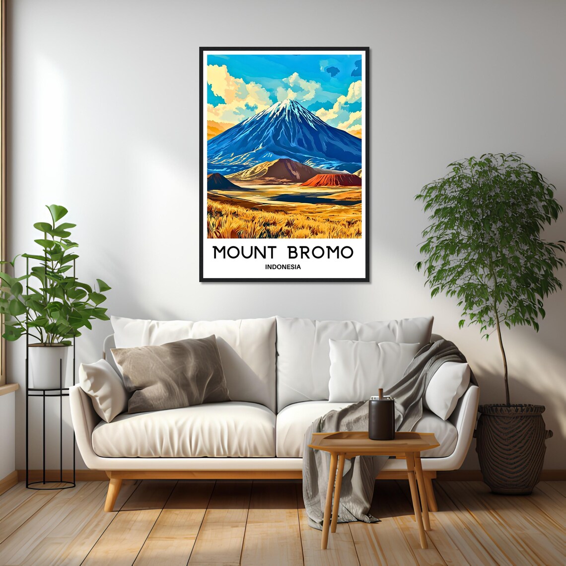 Mount Bromo Indonesia Volcano Sunrise Over Savanna Travel Poster - Image 2