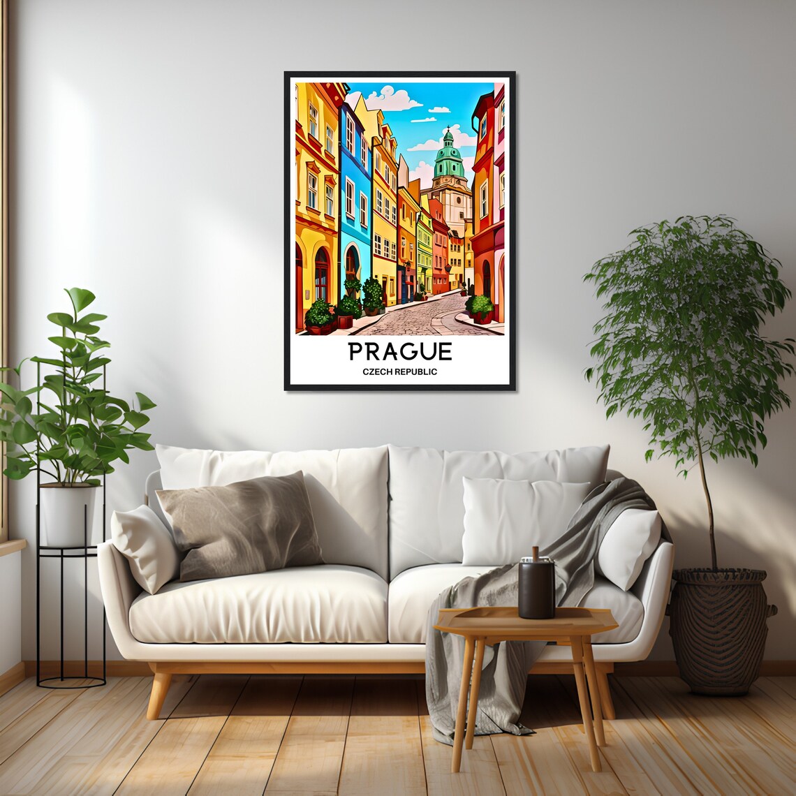 Prague Czech Republic Colorful Cobblestone Old Town Travel Poster - Image 2