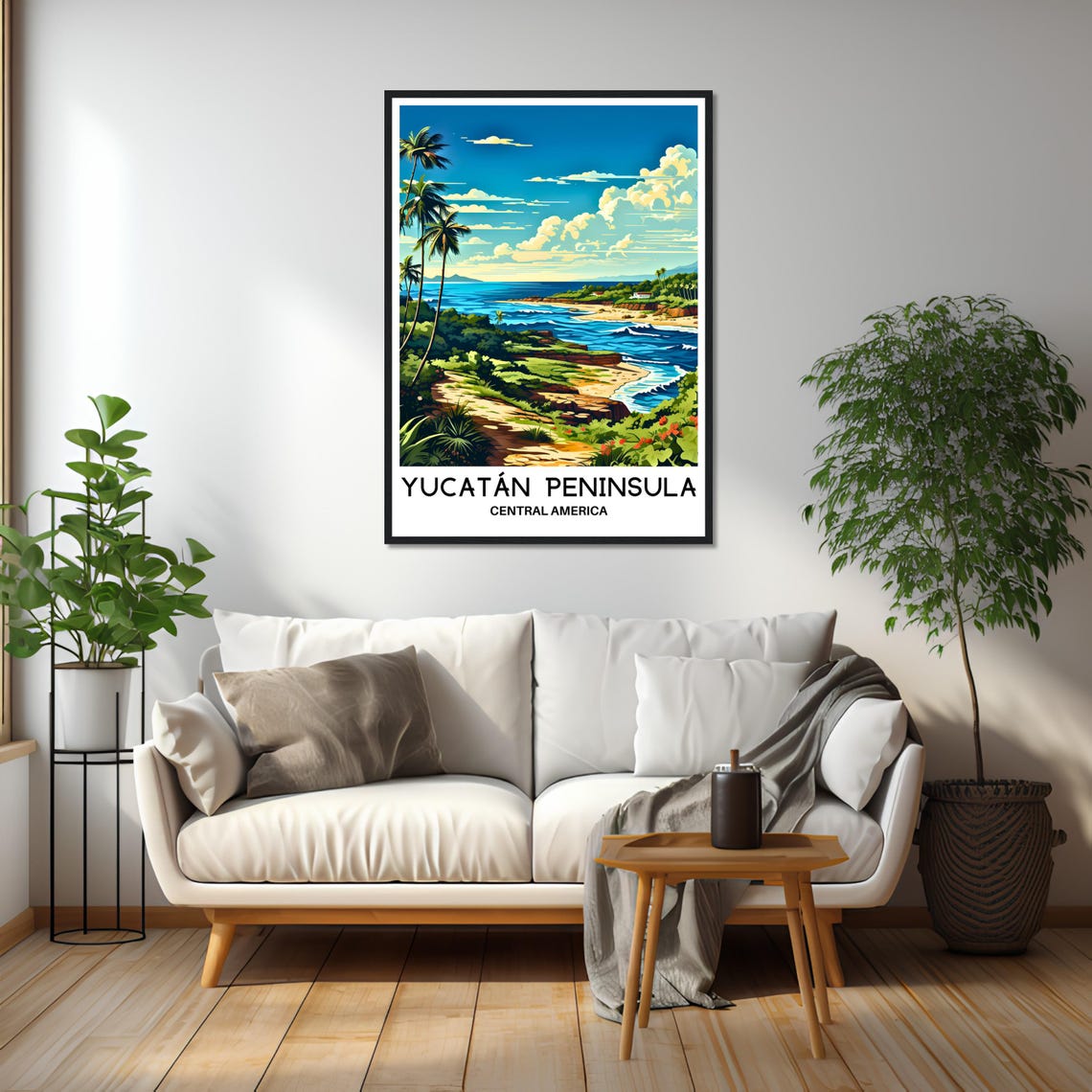 Yucatan Peninsula Tropical Coast Palm Trees Beach Cove Poster - Image 2