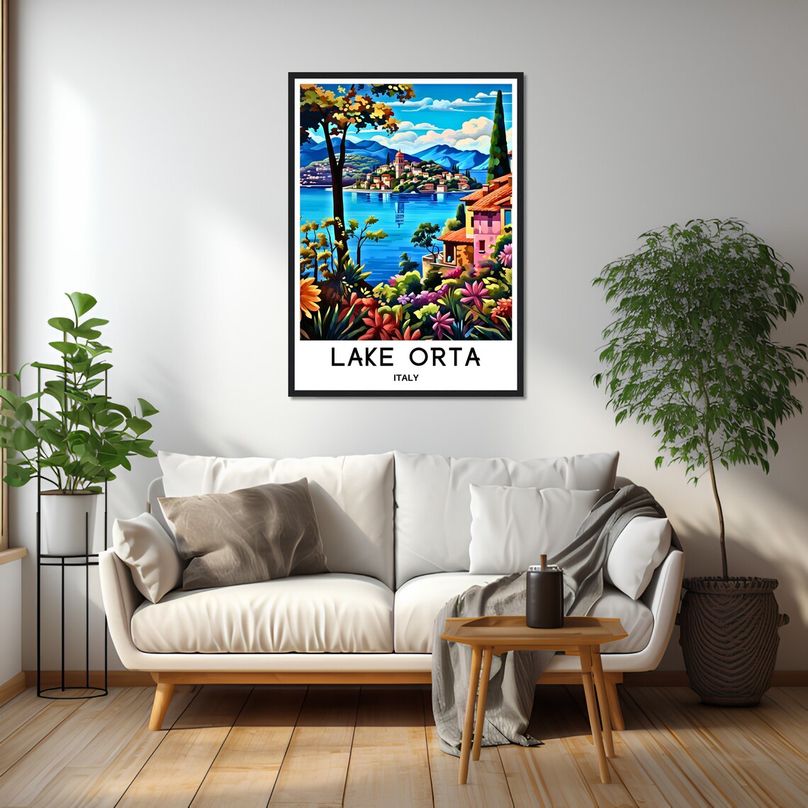 Lake Orta Orta San Giulio Island With Flowers Italy Scenic Poster - Image 2