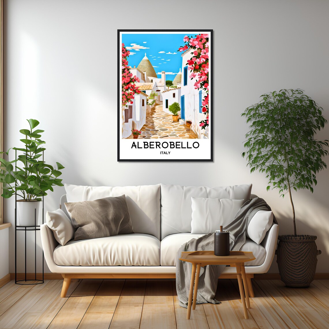 Alberobello Trulli Houses on a Flower Lined Stone Lane Poster - Image 2