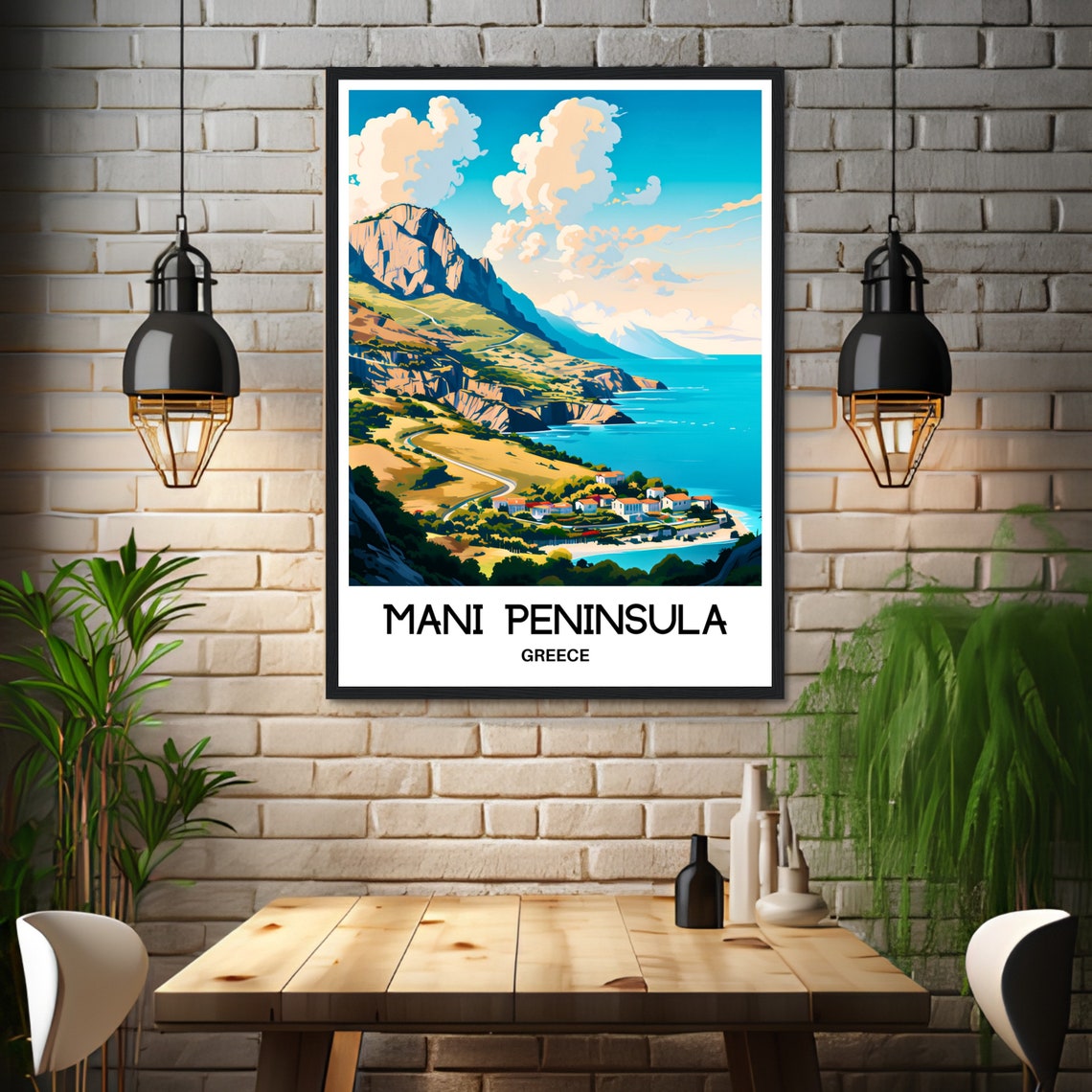 Mani Peninsula Greece Coastal Road and Mountain Coast Poster - Image 3