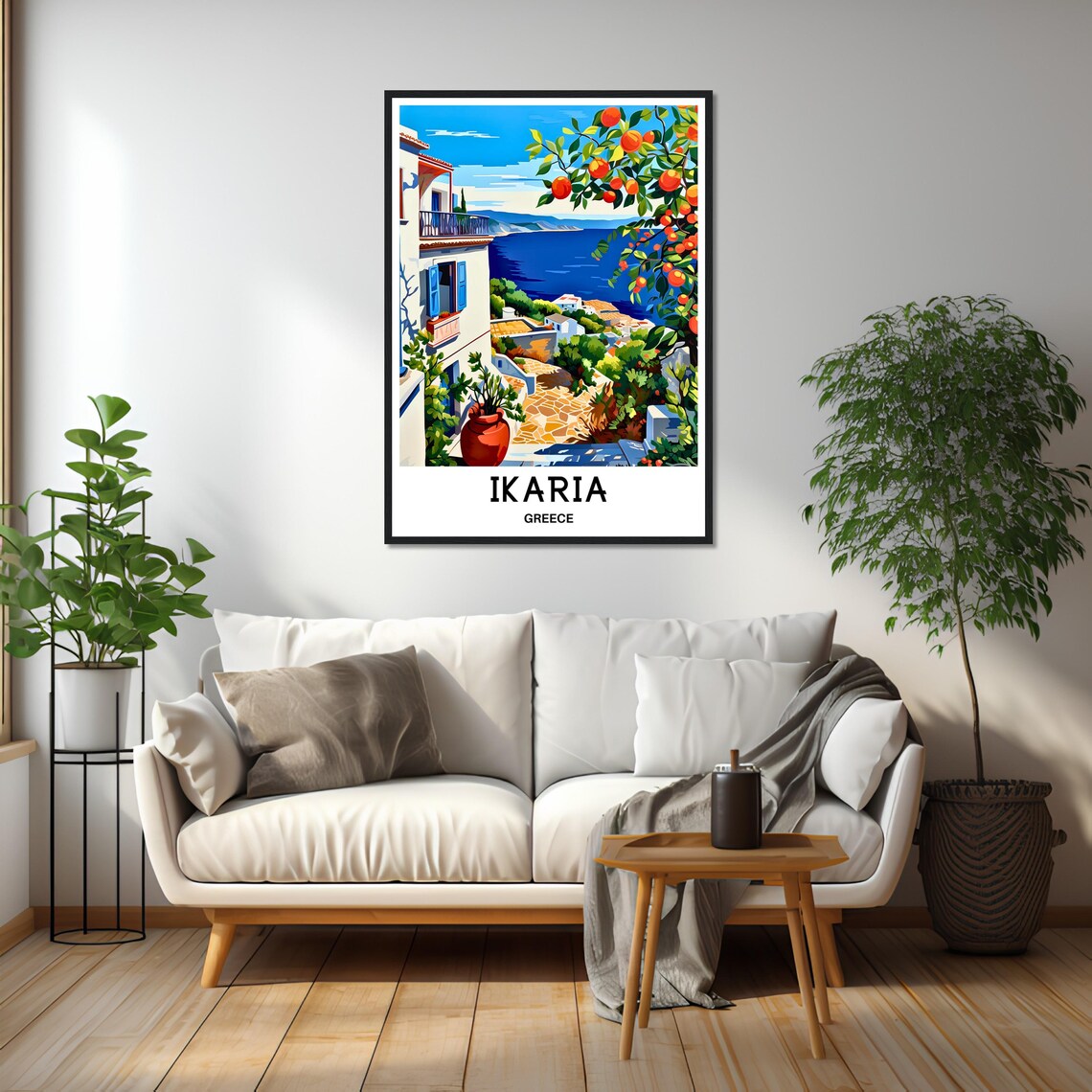 Ikaria Island Village Balcony Overlooking the Aegean Sea Poster - Image 2