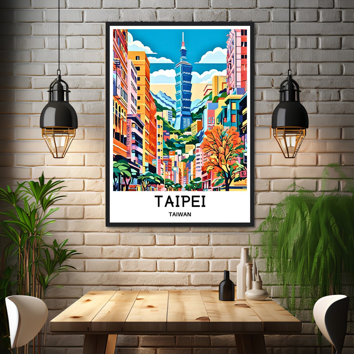 Taipei Travel Print Taipei Poster Asian Art Print Taiwan Lover Gift Wall Hanging Art Home Office Room Decor Taipei City Illustration - Image 3