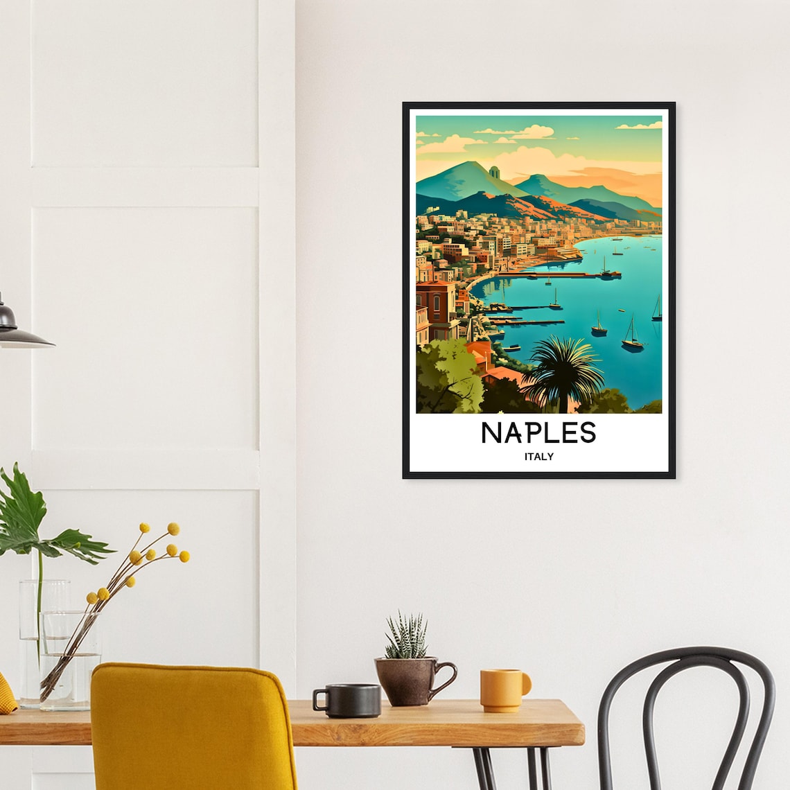 Naples Italy Bay View Mount Vesuvius Coastline Scene Travel Poster - Image 2