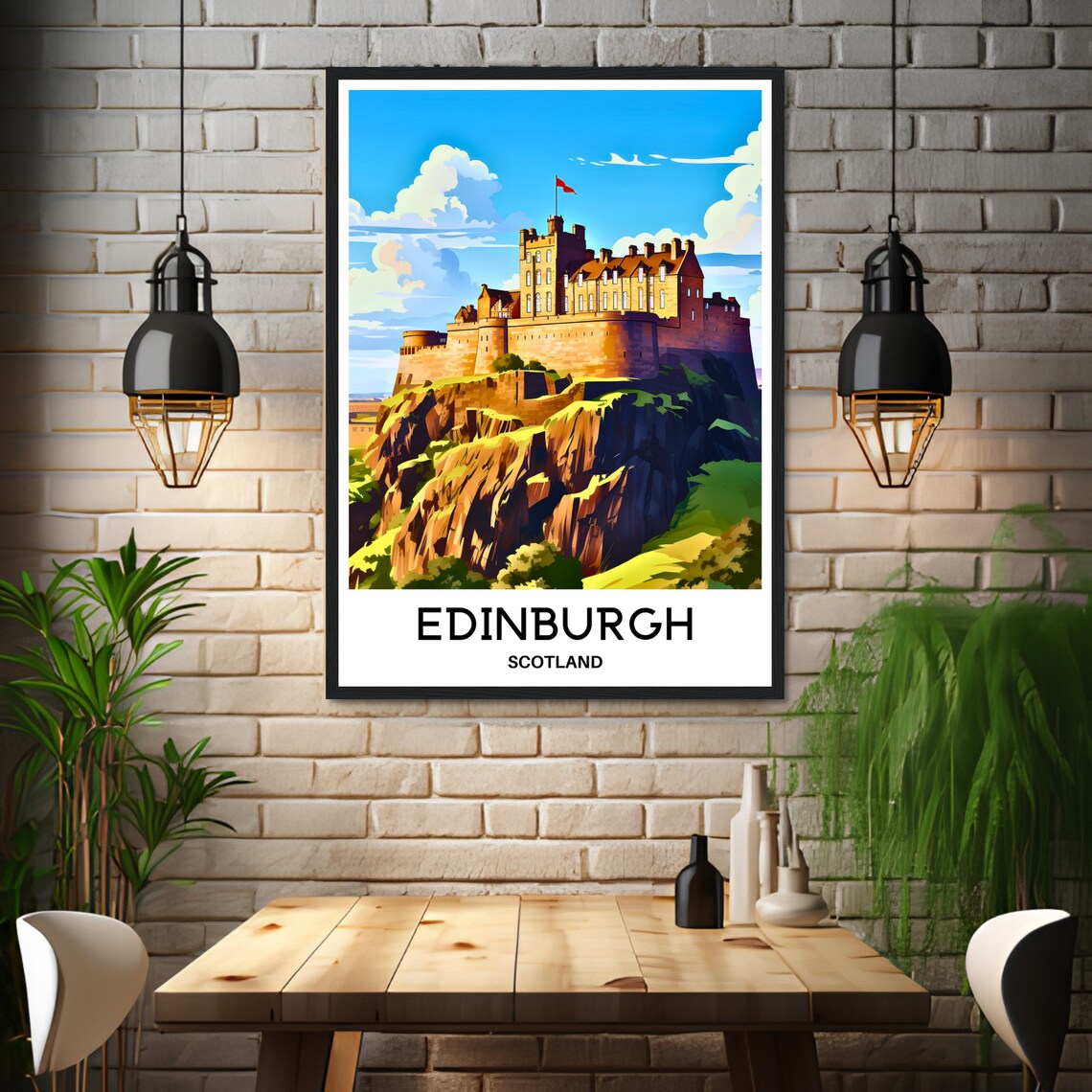 Edinburgh Castle Scotland Vintage Travel Historic City Poster - Image 3