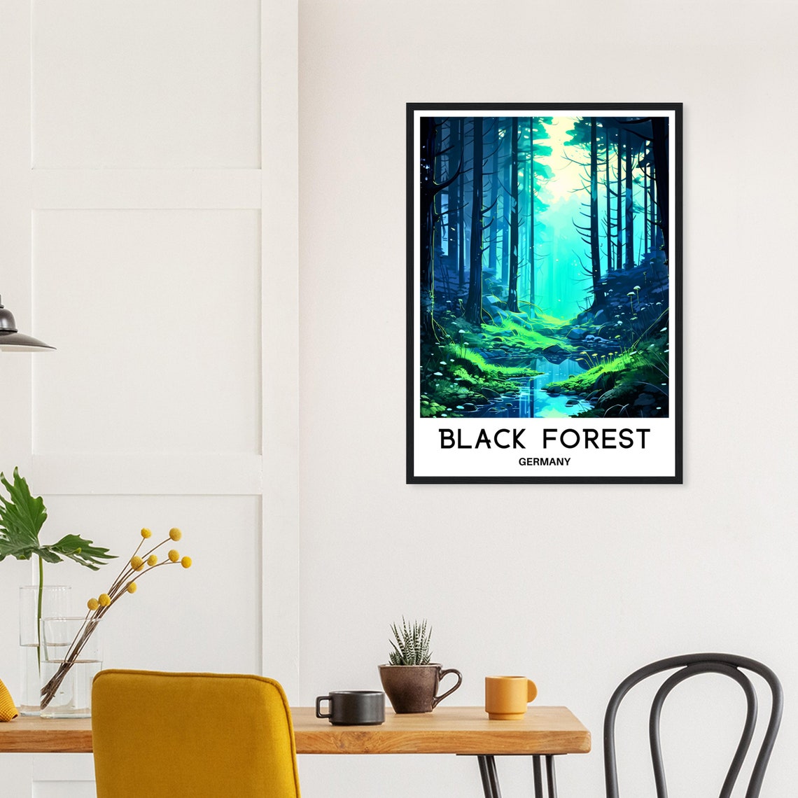 Black Forest Germany Misty Stream Forest Scene Travel Poster - Image 2