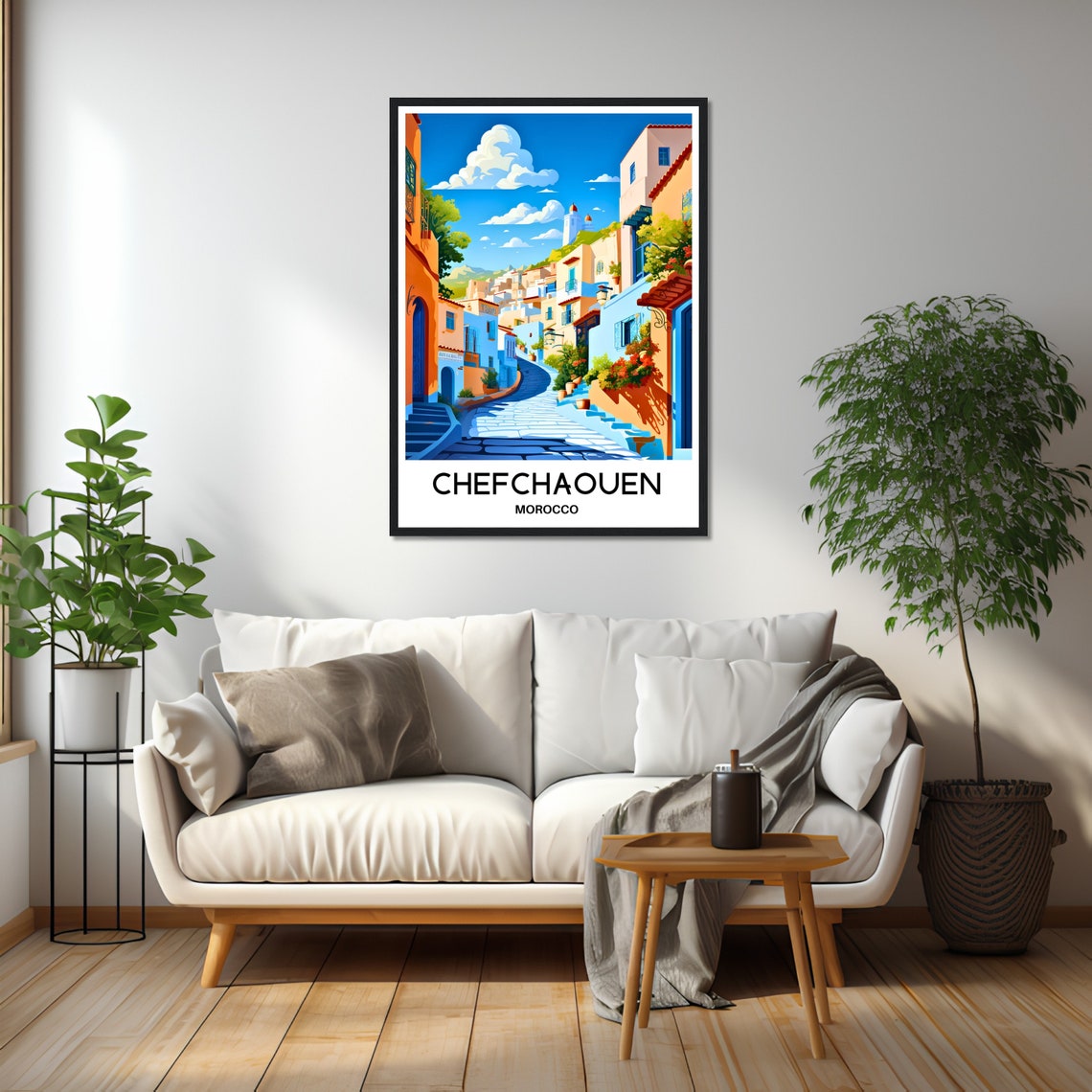 Chefchaouen Blue City Cobblestone Street Morocco Travel Poster - Image 2