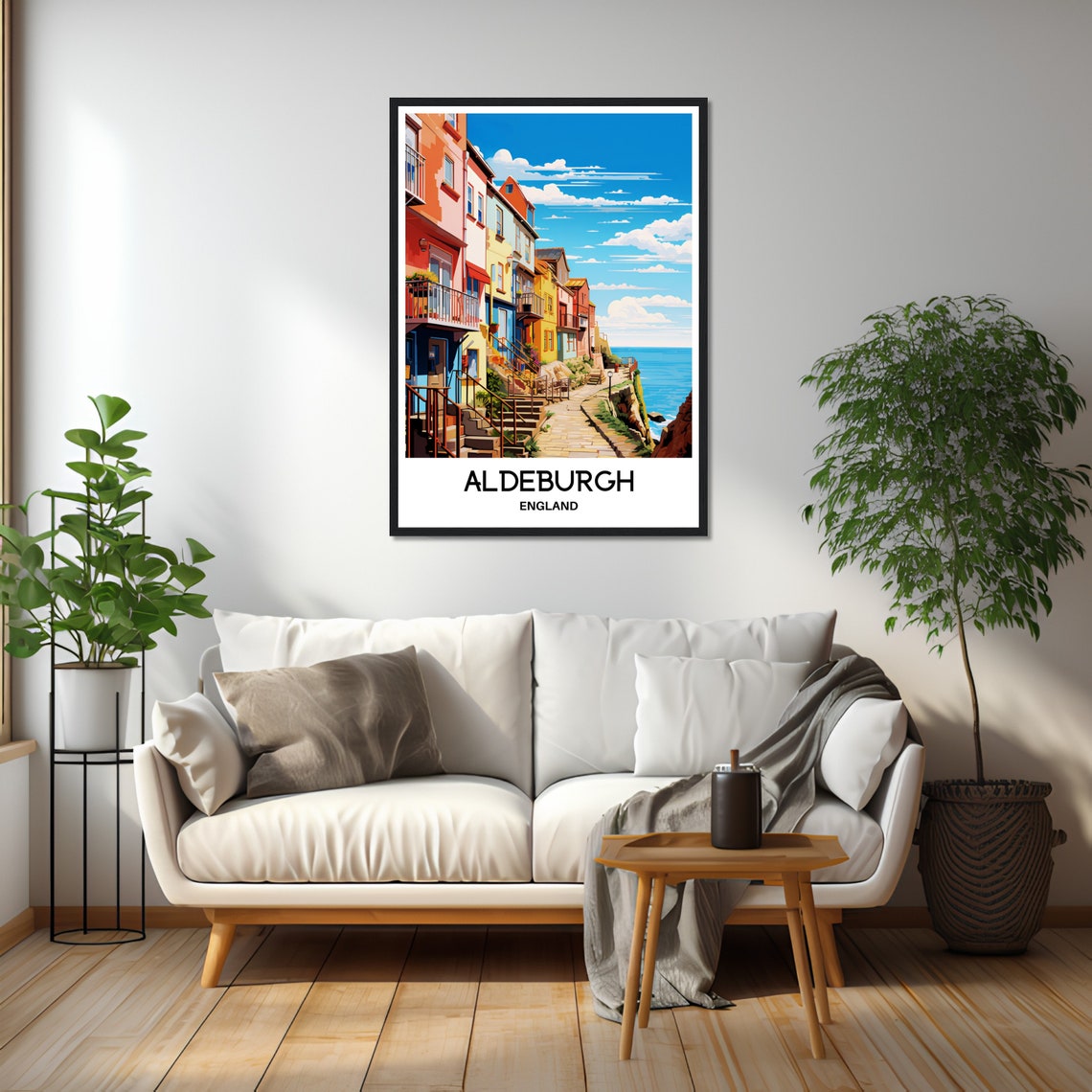 Aldeburgh England Colorful Seaside Town Cliff Path Travel Poster - Image 2