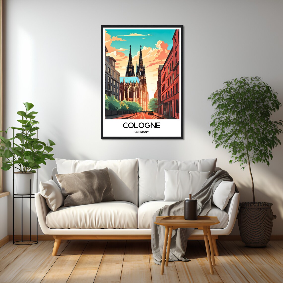 Cologne Cathedral Germany Golden Sunset Street Scene Travel Poster - Image 2